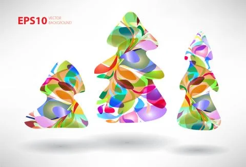 Three Christmas tree on white background Illustrazione stock