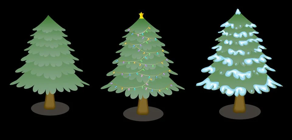 Three Christmas trees in different designs Stock Illustration