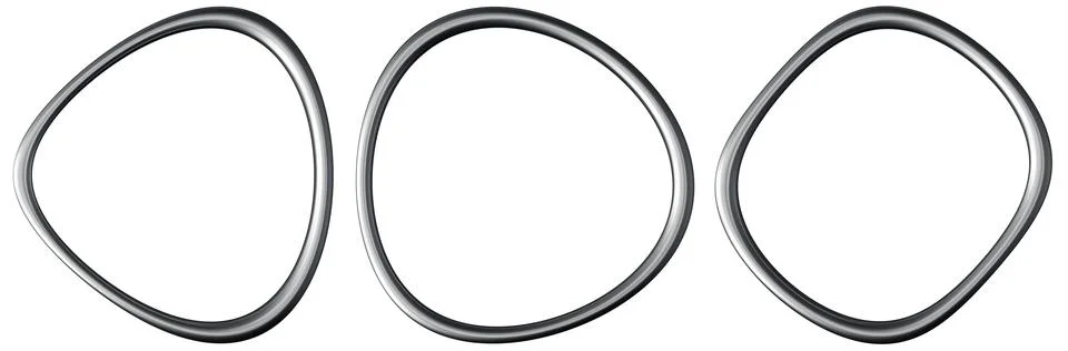 Three chrome round frames, borders, showcasing a sleek and modern design, i.. Stock Illustration