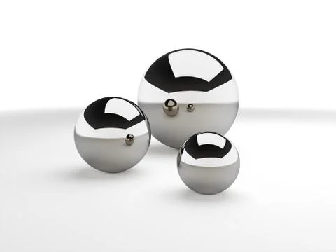 Three chrome spheres render Stock Illustration