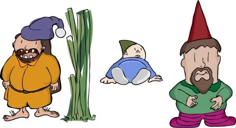 Three Chubby Gnomes Stock Illustration