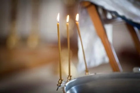 Three church candles 스톡 사진
