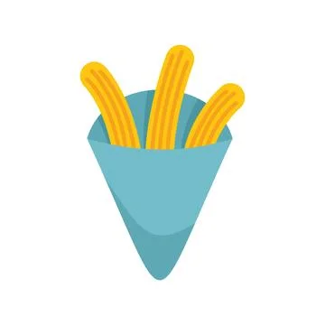 Three churros standing in a blue paper cone Stock Illustration
