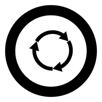 Three circle arrows black icon in circle vector illustration Illustrazione stock