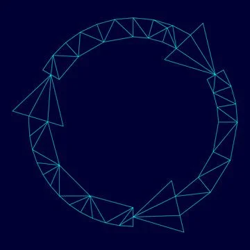 Three circle arrows low poly triangulation triangulated polygonal electric .. Illustrazione stock