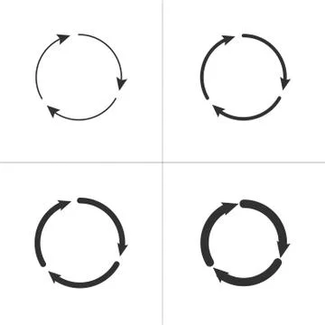 Three circle clockwise arrows black icon set . vector illustration isolated on Stock Illustration