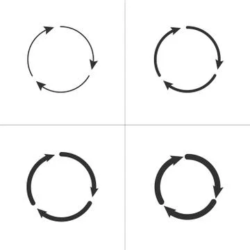 Three circle clockwise arrows black icon set. vector illustration isolated on Stockillustratie
