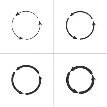 Three circle counter clockwise arrows black icon set . vector illustration Stock Illustration