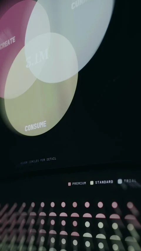Three-circle intersection diagram for content strategy analysis Stock Footage 334467214