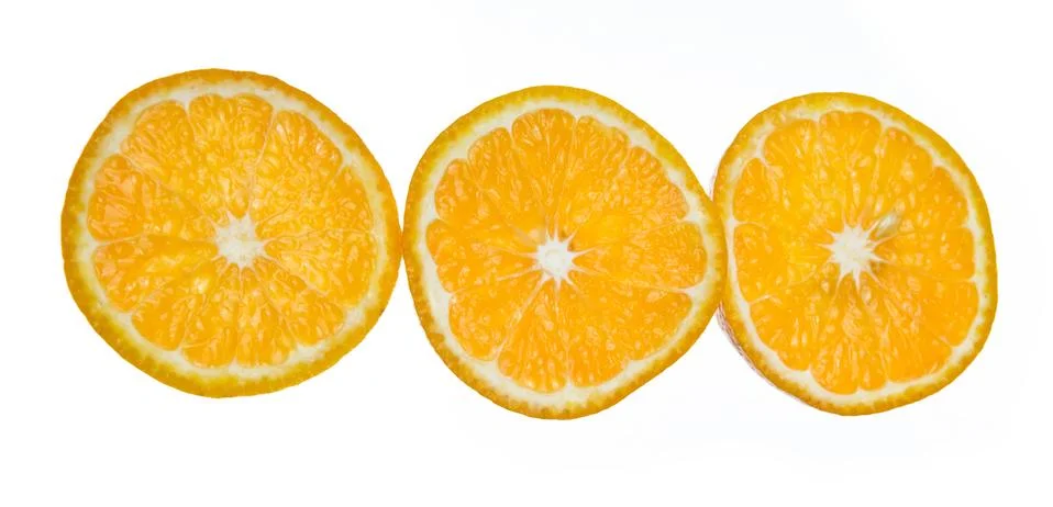 Three circle of orange on white background Stock Photos
