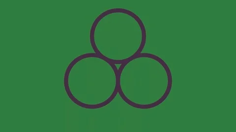 Three circles and screen black white logo isolated on green screen background Stock Footage 336954645