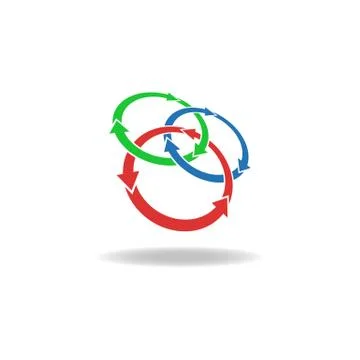 Three circles logo arrows loop, cycle design element, tech symbol 스톡 일러스트