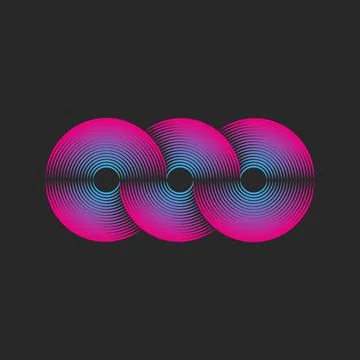 Three circles logo Infinity shape from blue and pink gradient parallel line.. Illustrazione stock