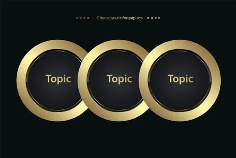 Three circles option vector, luxury, and premium options, set of three gold.. Stock Illustration