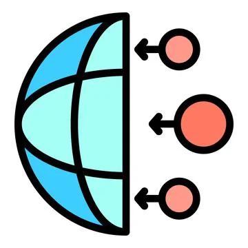 Three circles point half globe icon color outline vector Ilustración de archivo