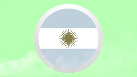 Three circular argentinian flag icons floating against bright light green Stock Footage 346121492