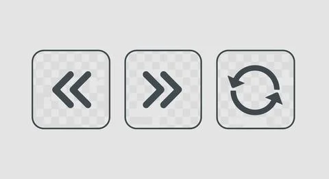 Three circular icons representing navigation controls for moving forward, b.. Stock Illustration