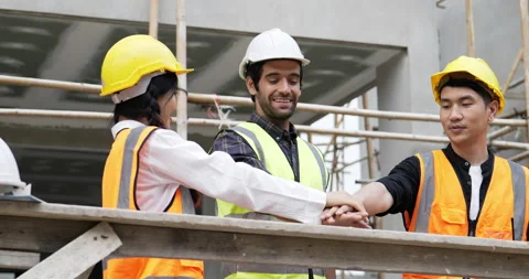 Three civil engineer are Hand coordination Stock Footage 195443096