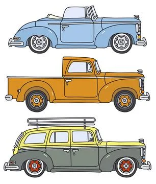 Three classic cars Stock Illustration