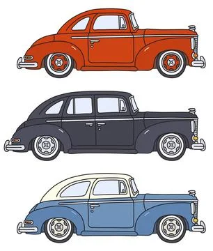 Three classic cars Stock Illustration