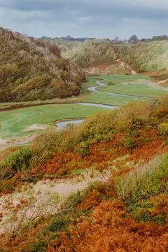 Three Cliffs Bay, Wales Stock Photos