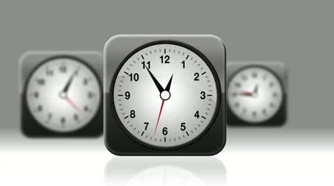 Three Clock Icon Model in Time Lapse Stock Footage 12034482