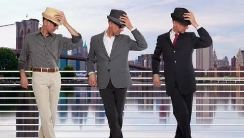Three clones or triplets in New York City Stock Photos