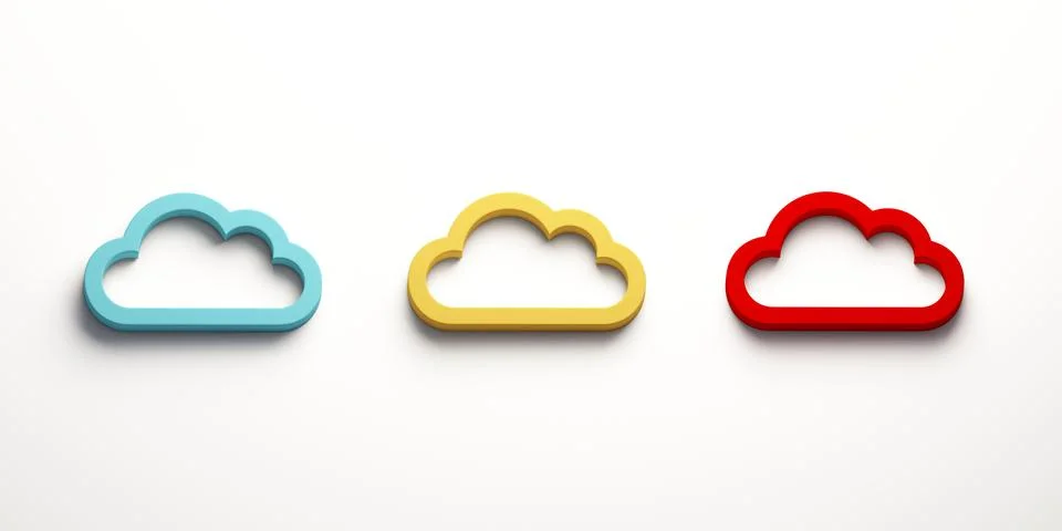 Three Cloud Computing Logo. 3D Rendering Illustration Stock Illustration