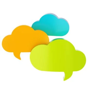 Three cloud shaped text bubbles Stock Illustration