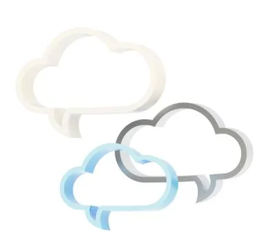 Three cloud shaped text bubbles Stock Illustration