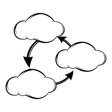 Three clouds communicating with each other icon Stock Illustration