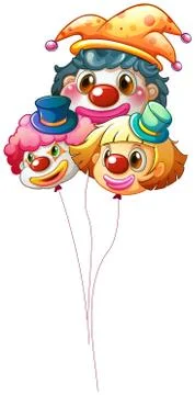 Three clown balloons Stock Illustration