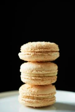 Three Coconut Macaroons; Stacked Stock Photos
