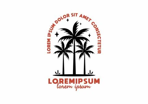 Three coconut tree line art with lorem ipsum text 스톡 일러스트