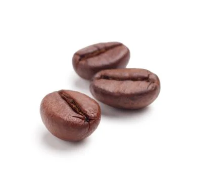 Three coffee beans isolated on white background Stock Photos