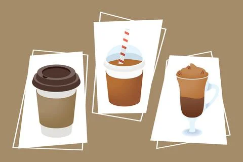 Three coffee drinks icons Stock Illustration