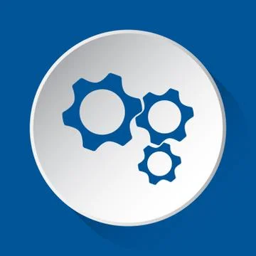 Three cogwheel - simple blue icon on white button Stock Illustration