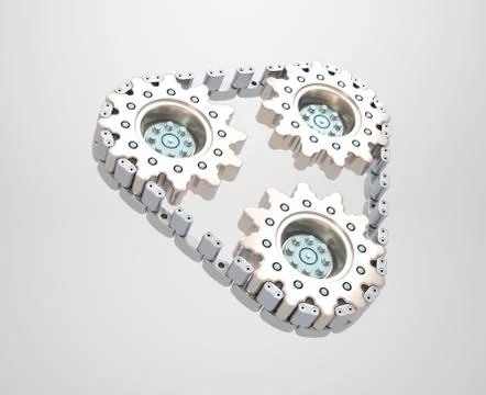 Three cogwheels chained together Stock Illustration