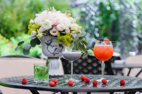 Three cold fruit cocktail Stock Photos