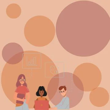 Three Collagues Illustration Practicing Hand Crafts Together. Students Stock Illustration