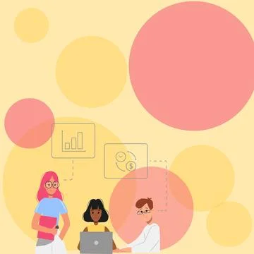 Three Collagues Illustration Practicing Hand Crafts Together. Students Stock Illustration