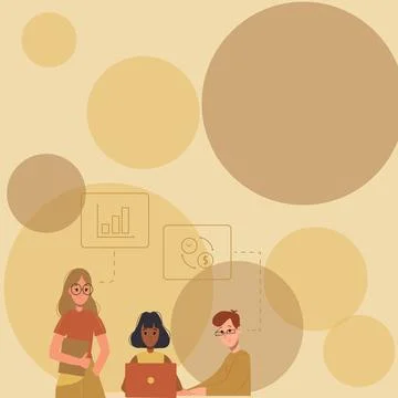 Three Collagues Illustration Practicing Hand Crafts Together. Students Stock Illustration