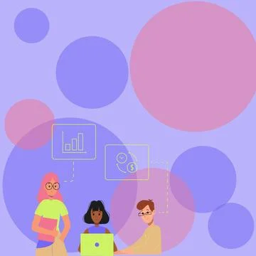 Three Collagues Illustration Practicing Hand Crafts Together. Students Stock Illustration