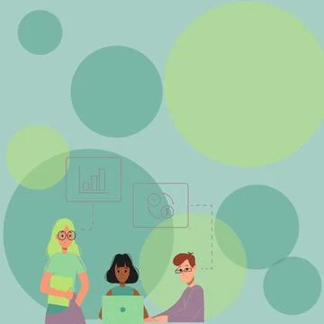 Three Collagues Illustration Practicing Hand Crafts Together. Students Stock Illustration