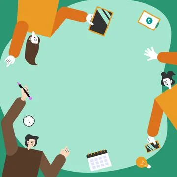 Three Colleagues Carrying S Decorating Mobile Application Defining Teamwork Stock Illustration