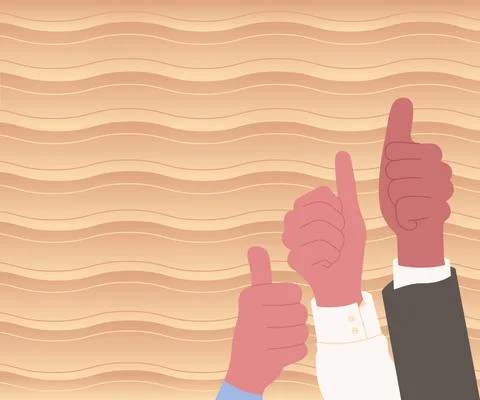 Three Colleagues Congratulating Success Presenting Innovative Combined Effort Stock Illustration