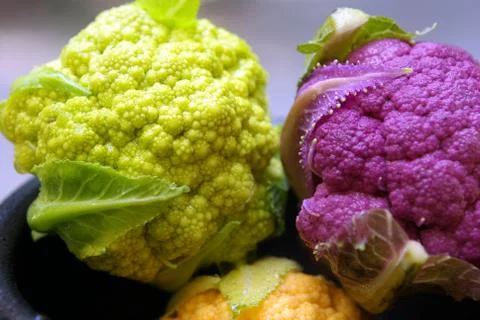 Three color cauliflower Stock Photos