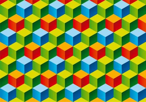Three color child bricks 3d pattern. vector illustration. Stock Illustration