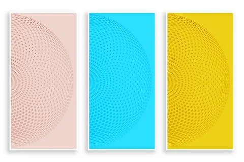 Three Color Circular Halftone Banners Set Stock Illustration