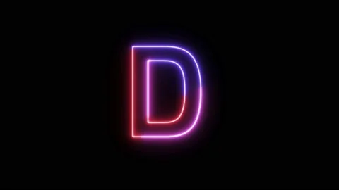 Three Color Neon Text Animation Filing Effect Alphabet D Stock Footage 172053185